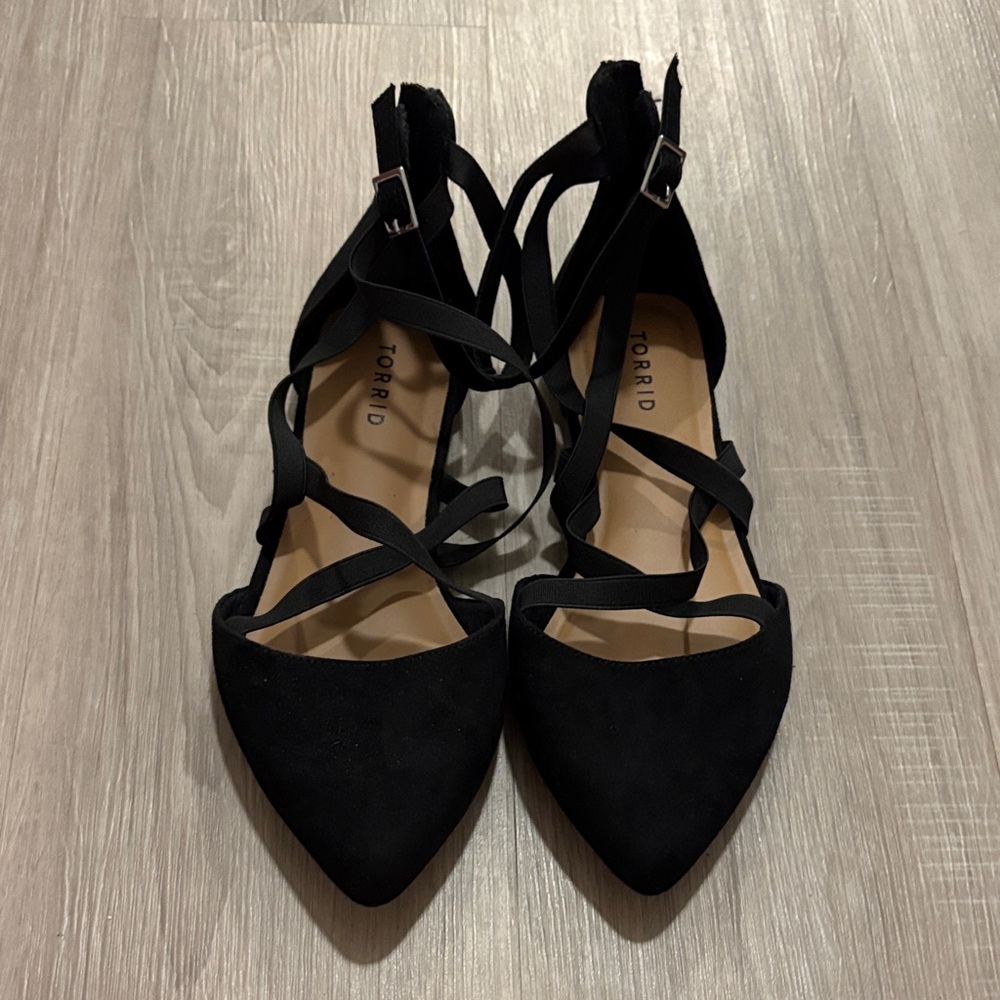 Torrid Black Strappy Flats Wide Width